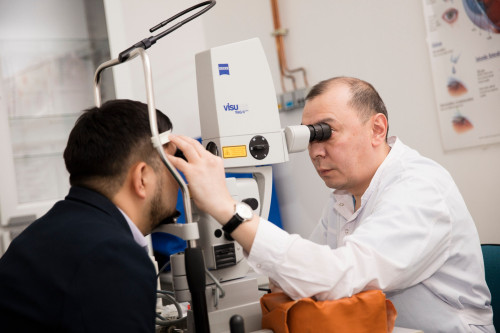 An ophthalmologist (oculist)